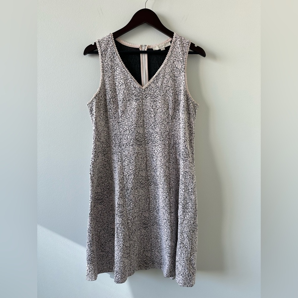 LOFT Floral Print Textured A-Line Dress